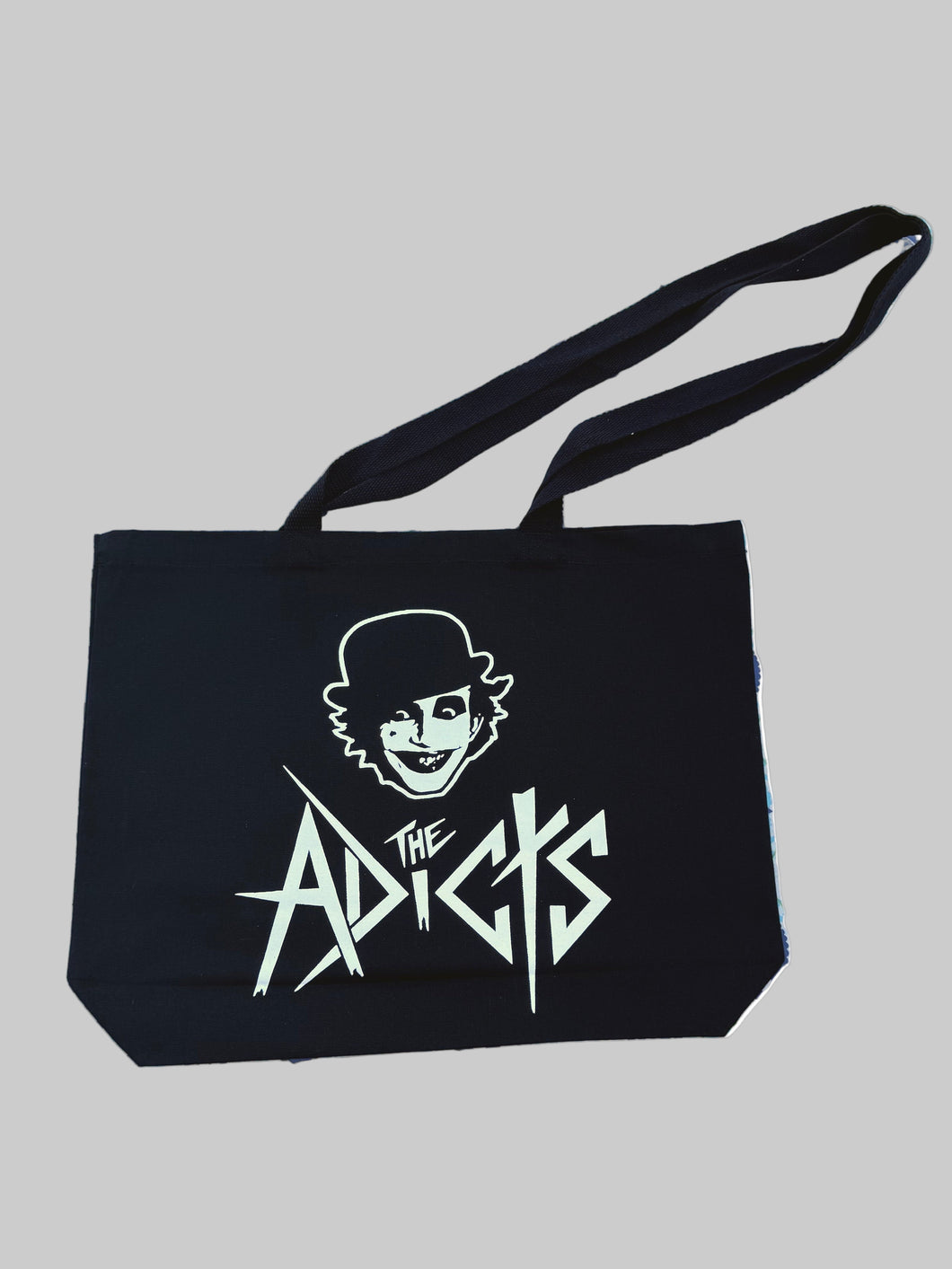 Black bag with 'The Addicts' logo on a white background